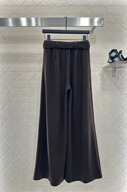 Woolen Belt Wide-Leg Trousers