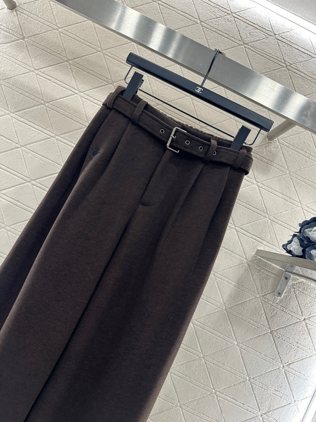 Woolen Belt Wide-Leg Trousers