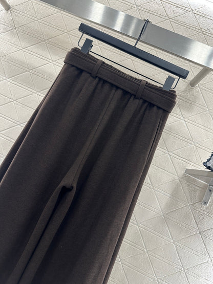 Woolen Belt Wide-Leg Trousers