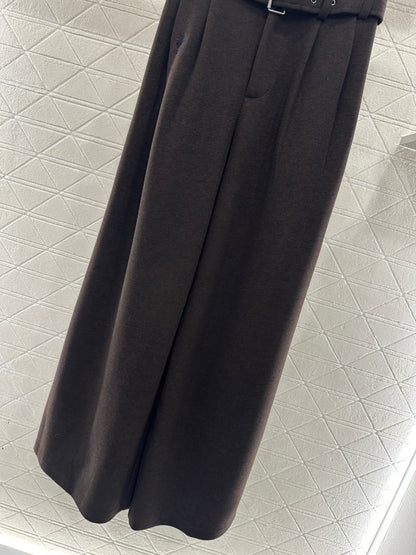 Woolen Belt Wide-Leg Trousers