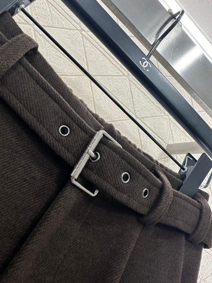 Woolen Belt Wide-Leg Trousers
