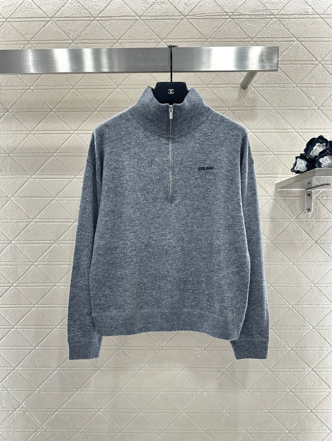 Stand Collar Half-Open Sweater