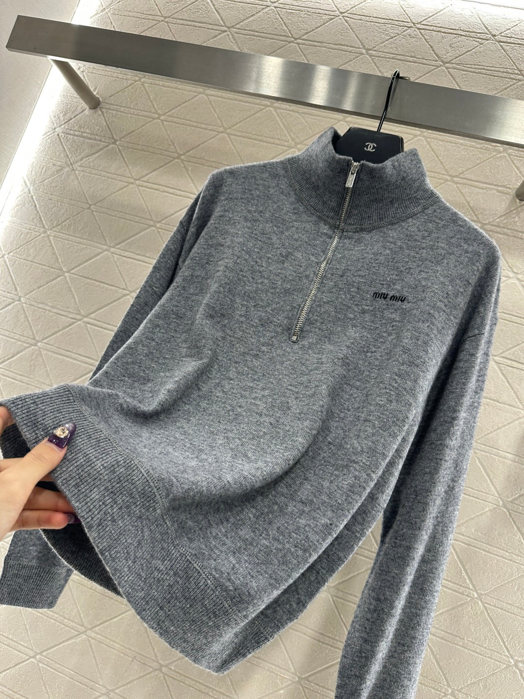 Stand Collar Half-Open Sweater