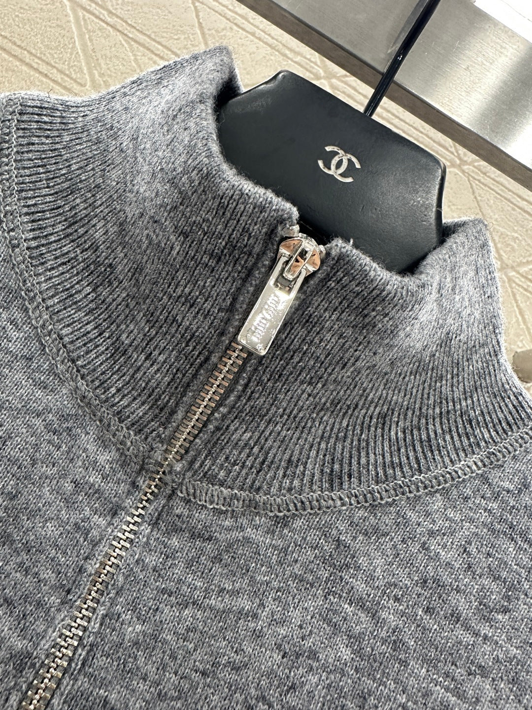Stand Collar Half-Open Sweater