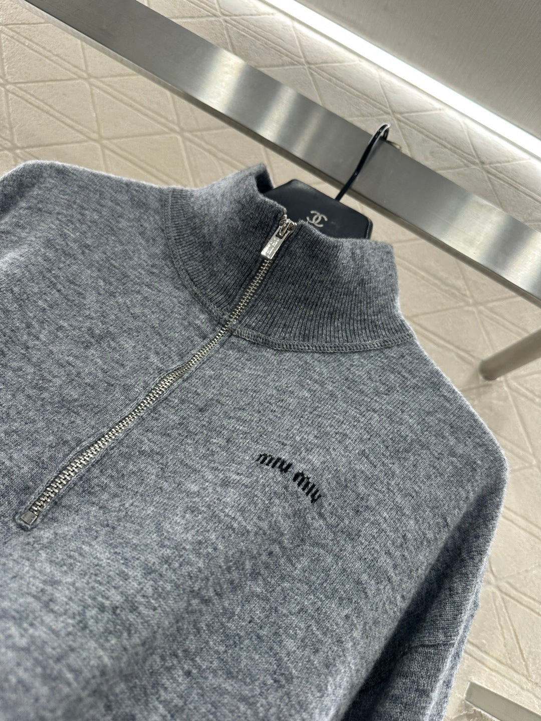Stand Collar Half-Open Sweater