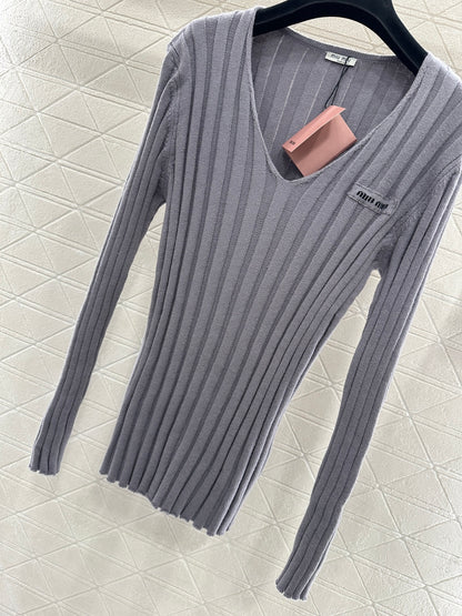 V-Neck Slim Fit Knit Sweater