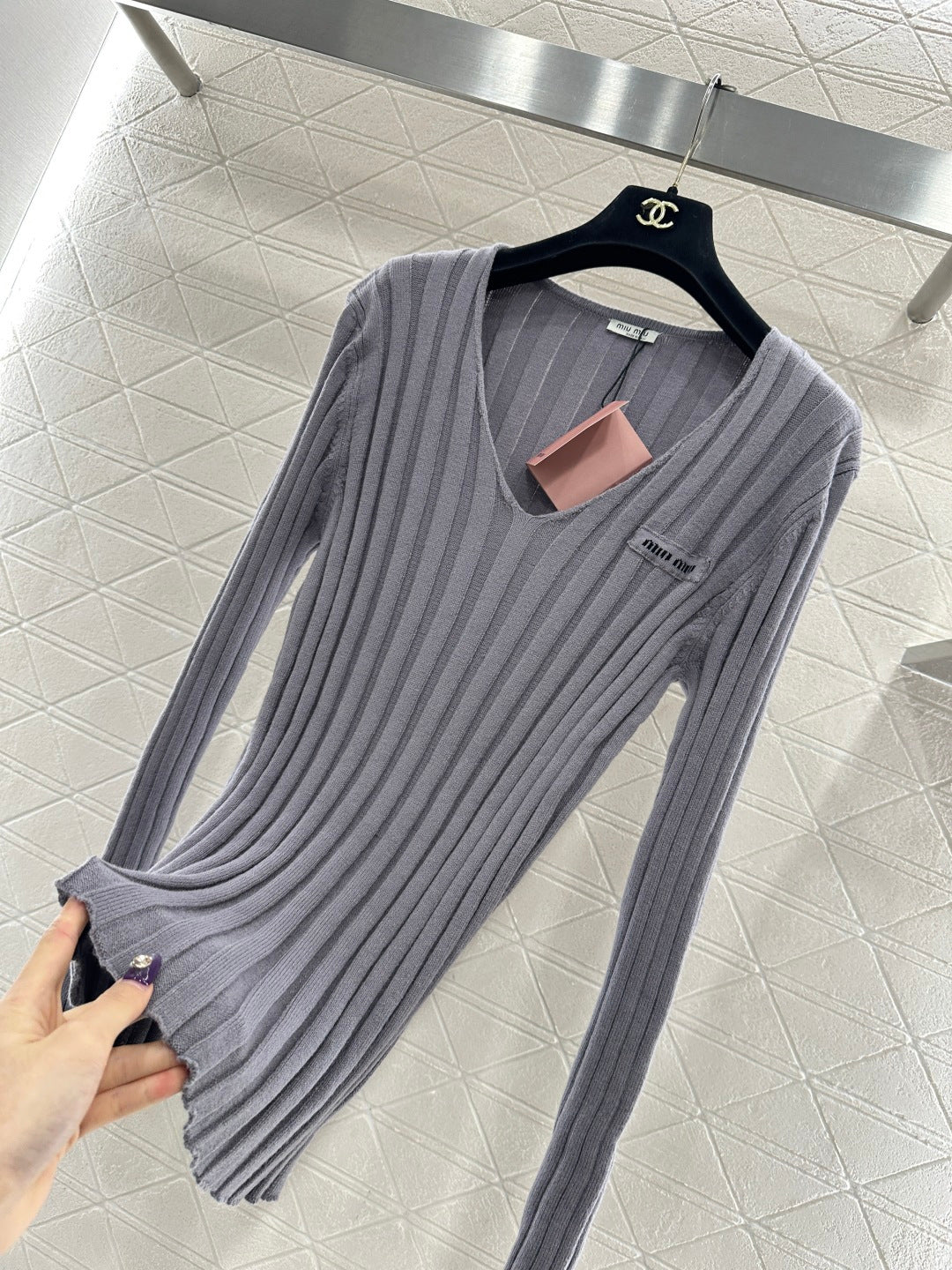 V-Neck Slim Fit Knit Sweater
