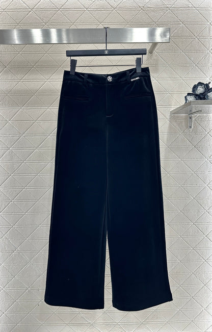 Velvet Wide-Leg Trousers