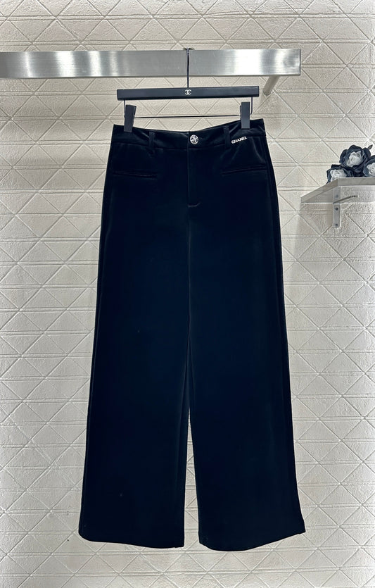 Velvet Wide-Leg Trousers
