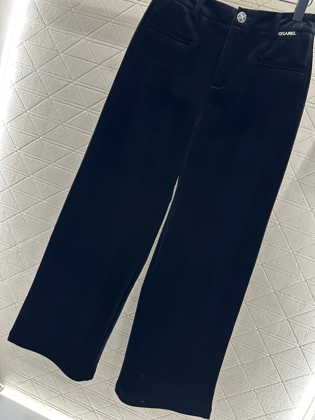 Velvet Wide-Leg Trousers