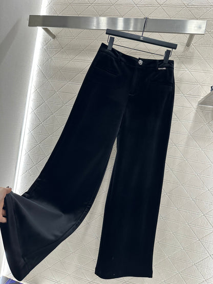 Velvet Wide-Leg Trousers