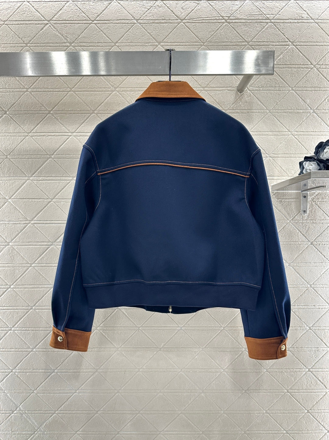 Suede Collar Zip-Up Jacket