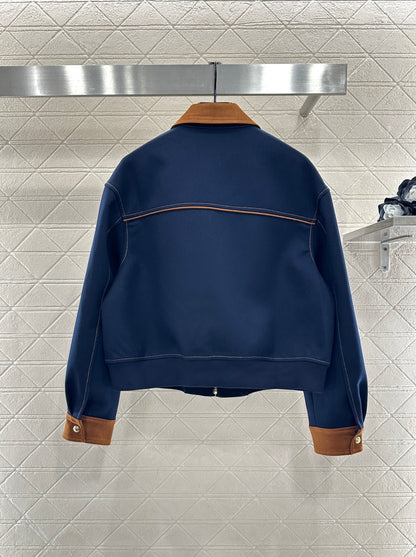 Suede Collar Zip-Up Jacket