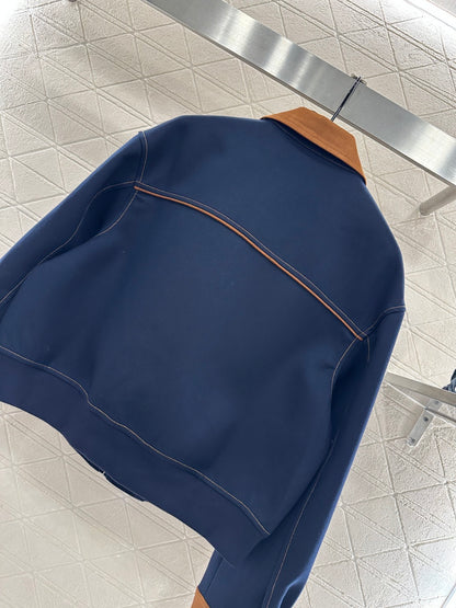 Suede Collar Zip-Up Jacket
