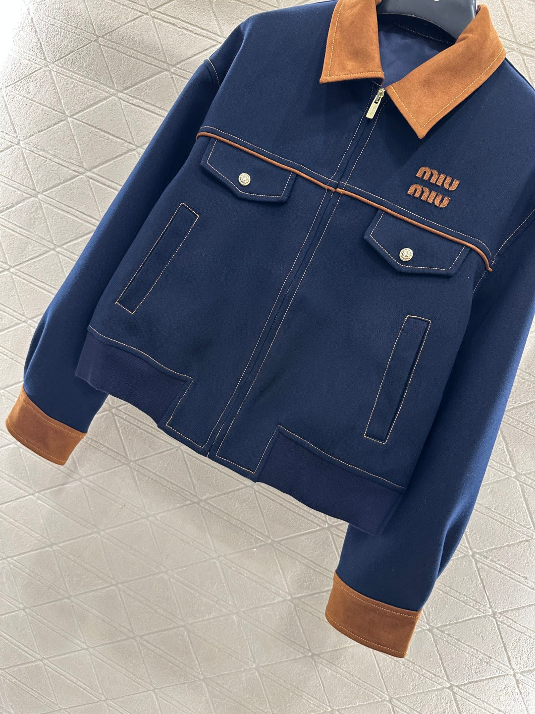 Suede Collar Zip-Up Jacket