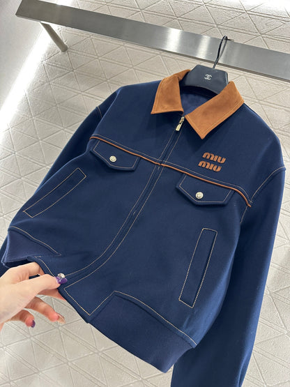 Suede Collar Zip-Up Jacket