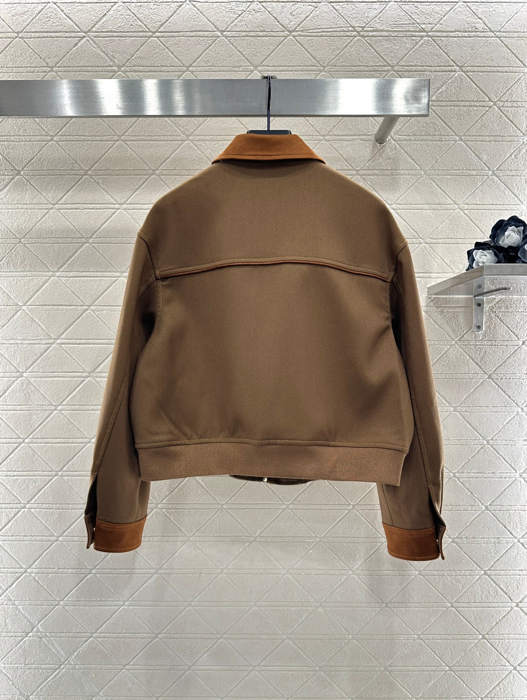 Suede Collar Zip-Up Jacket