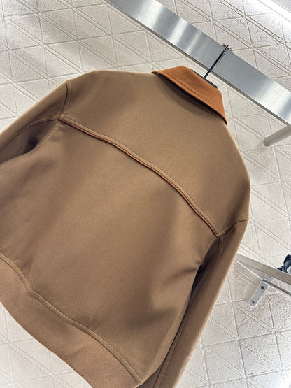 Suede Collar Zip-Up Jacket