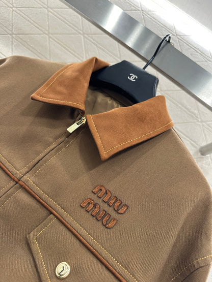 Suede Collar Zip-Up Jacket