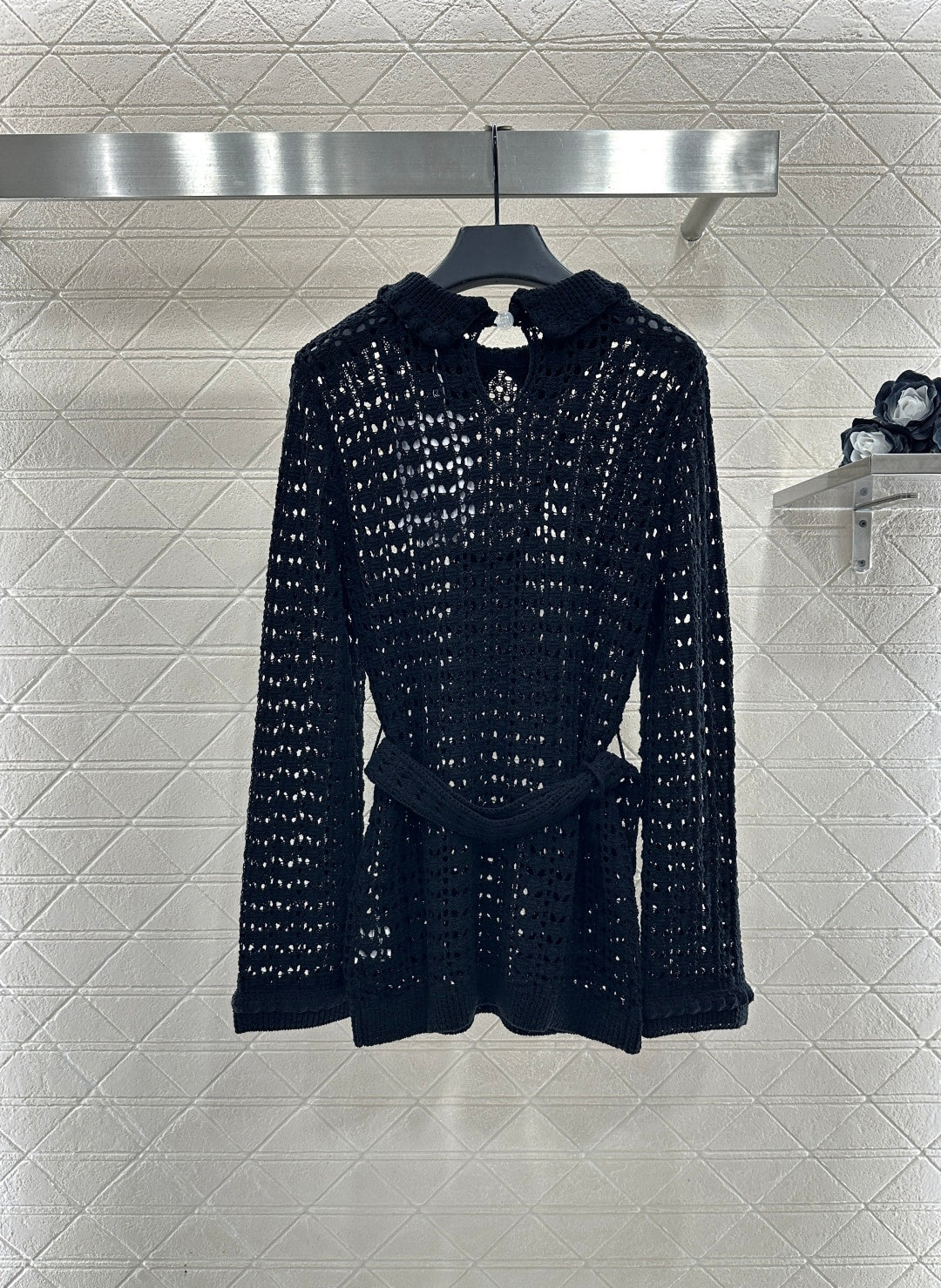 Collared Waist-Defining Sweater Cover-Up