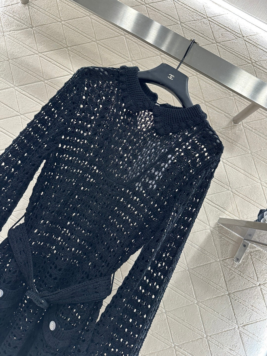 Collared Waist-Defining Sweater Cover-Up