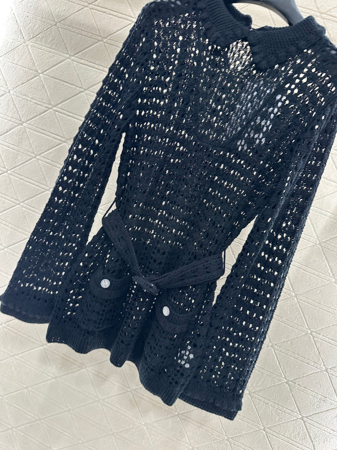 Collared Waist-Defining Sweater Cover-Up