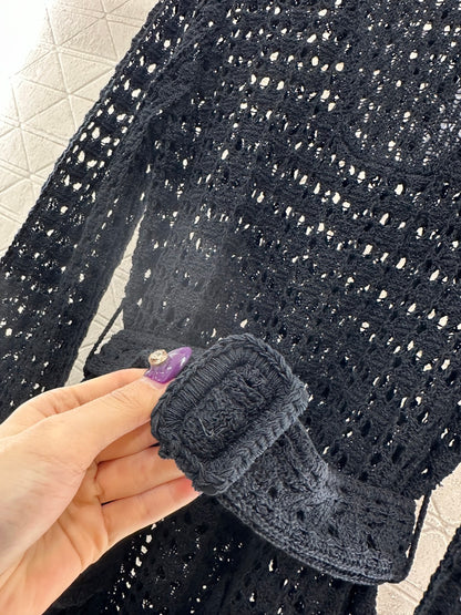 Collared Waist-Defining Sweater Cover-Up