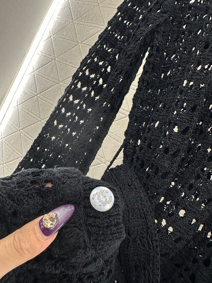 Collared Waist-Defining Sweater Cover-Up