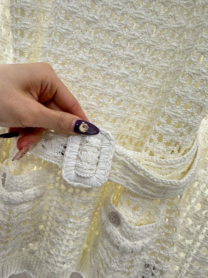 Collared Waist-Defining Sweater Cover-Up