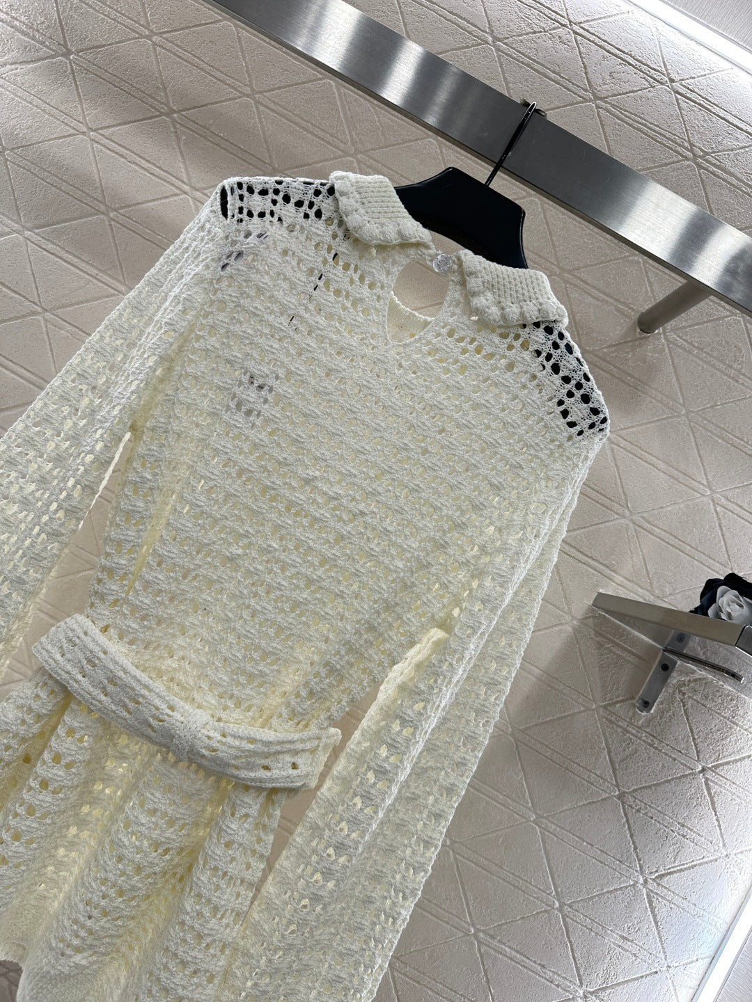 Collared Waist-Defining Sweater Cover-Up