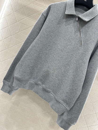 Lolo-front Diagonal Zipper Sweatshirt