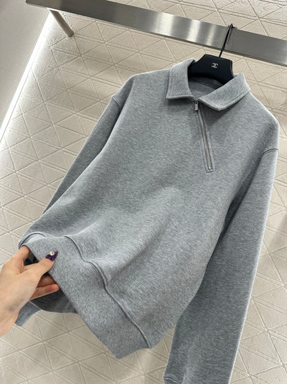 Lolo-front Diagonal Zipper Sweatshirt