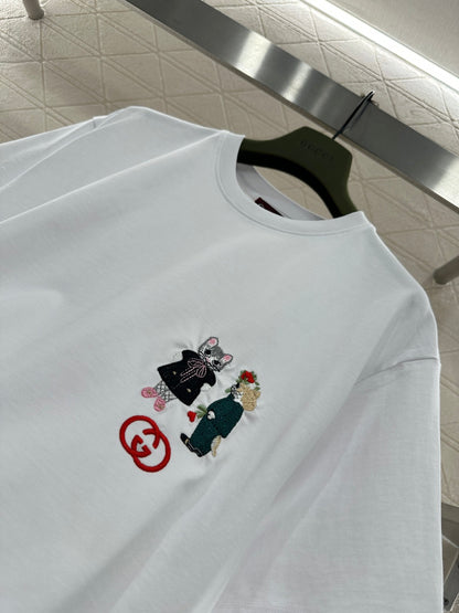 Embroidered Cartoon Logo T-shirt