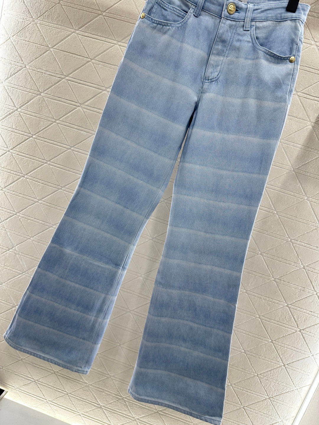 Laser-Dyed Striped Flared Jeans