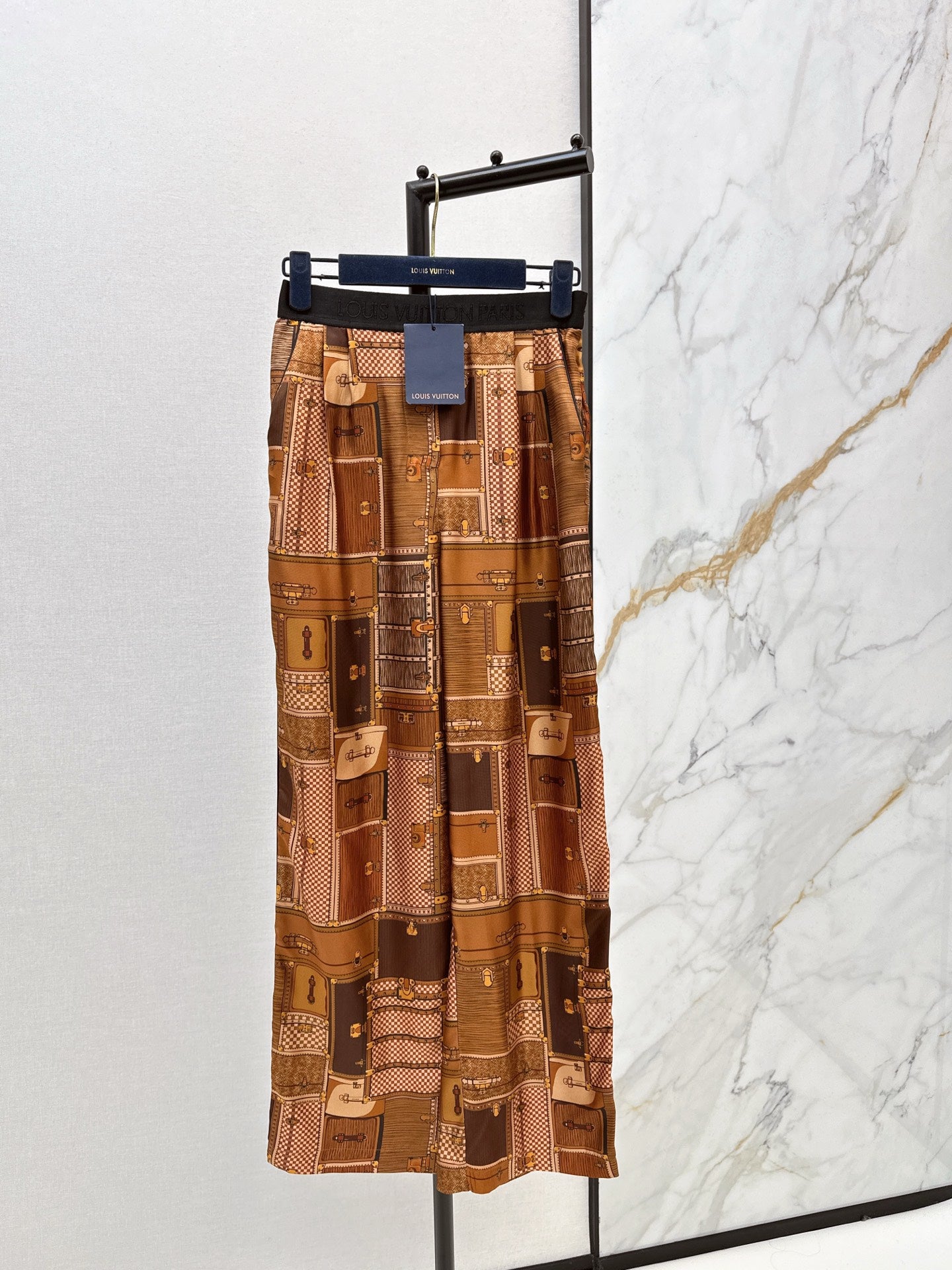 Printed Silk Straight Leg Pants