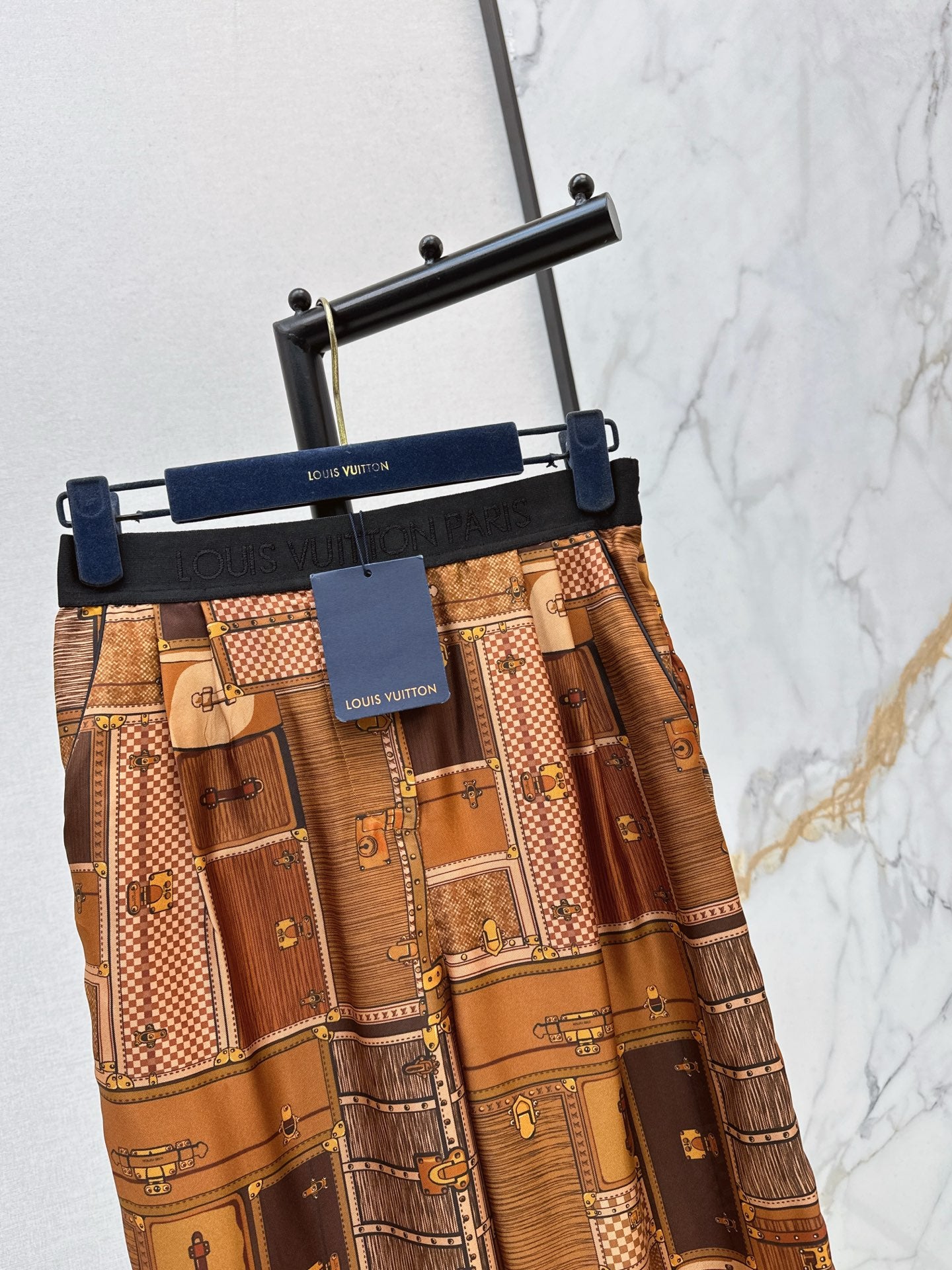 Printed Silk Straight Leg Pants