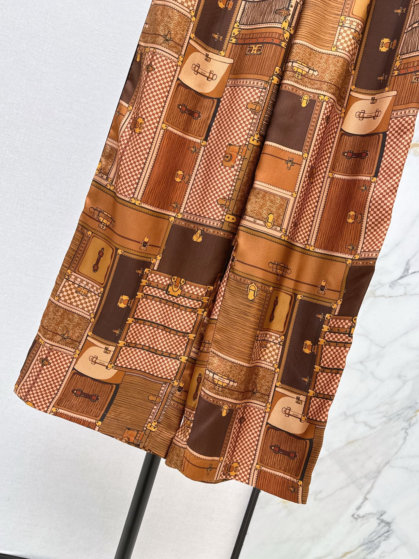 Printed Silk Straight Leg Pants