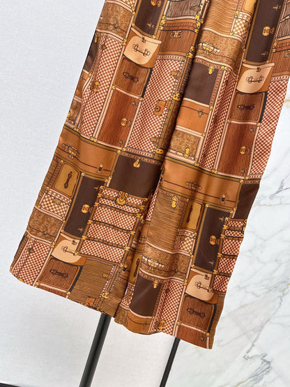Printed Silk Straight Leg Pants