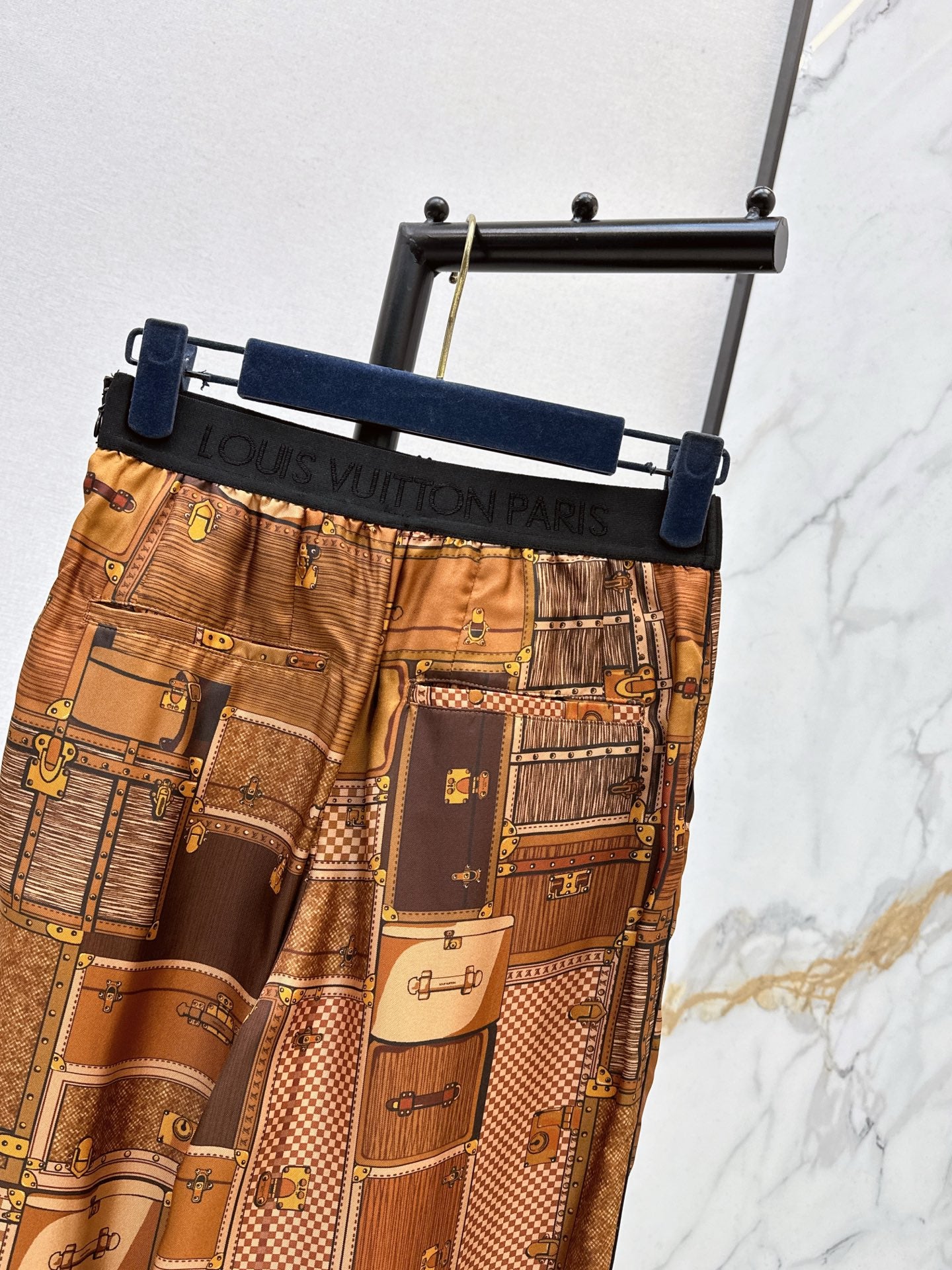 Printed Silk Straight Leg Pants