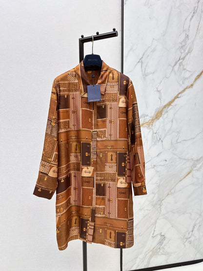 Printed Silk Shirt Dress