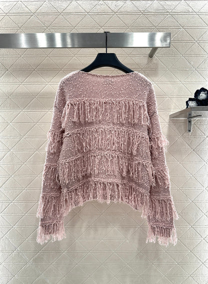 Tassel Layered Pullover Knit Sweater