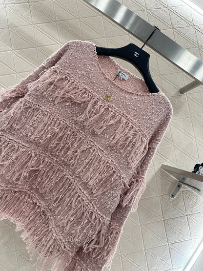 Tassel Layered Pullover Knit Sweater