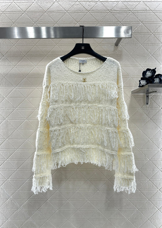 Tassel Layered Pullover Knit Sweater