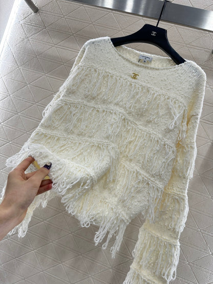 Tassel Layered Pullover Knit Sweater
