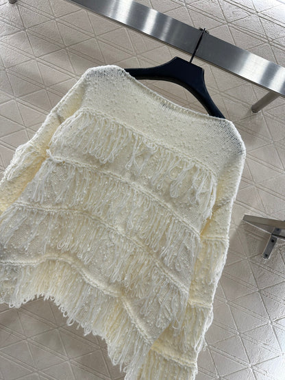 Tassel Layered Pullover Knit Sweater