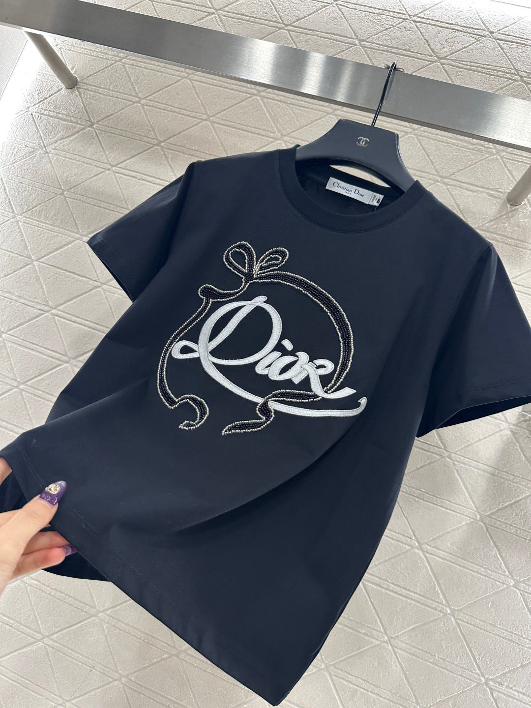 Beaded Logo Ribbon T-Shirt