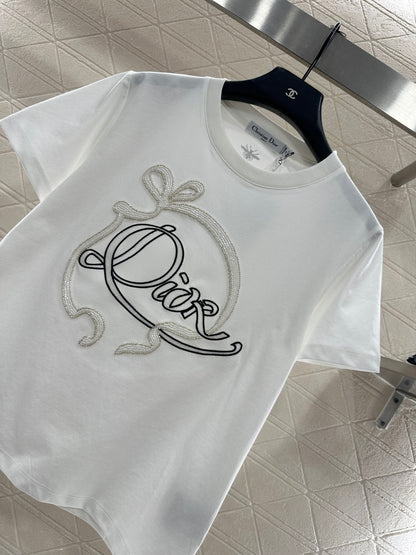 Beaded Logo Ribbon T-Shirt