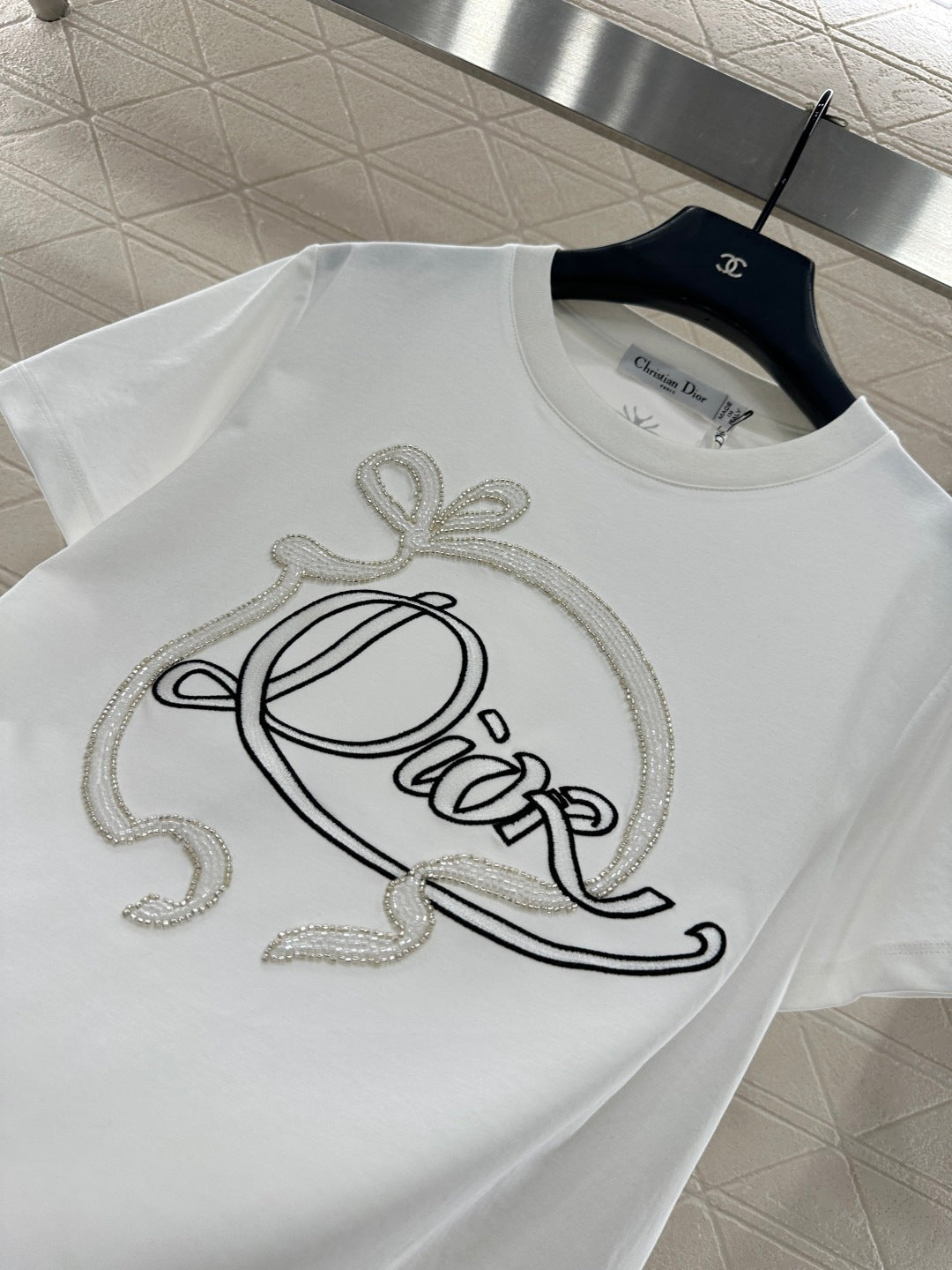 Beaded Logo Ribbon T-Shirt