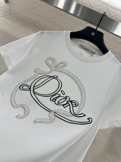 Beaded Logo Ribbon T-Shirt