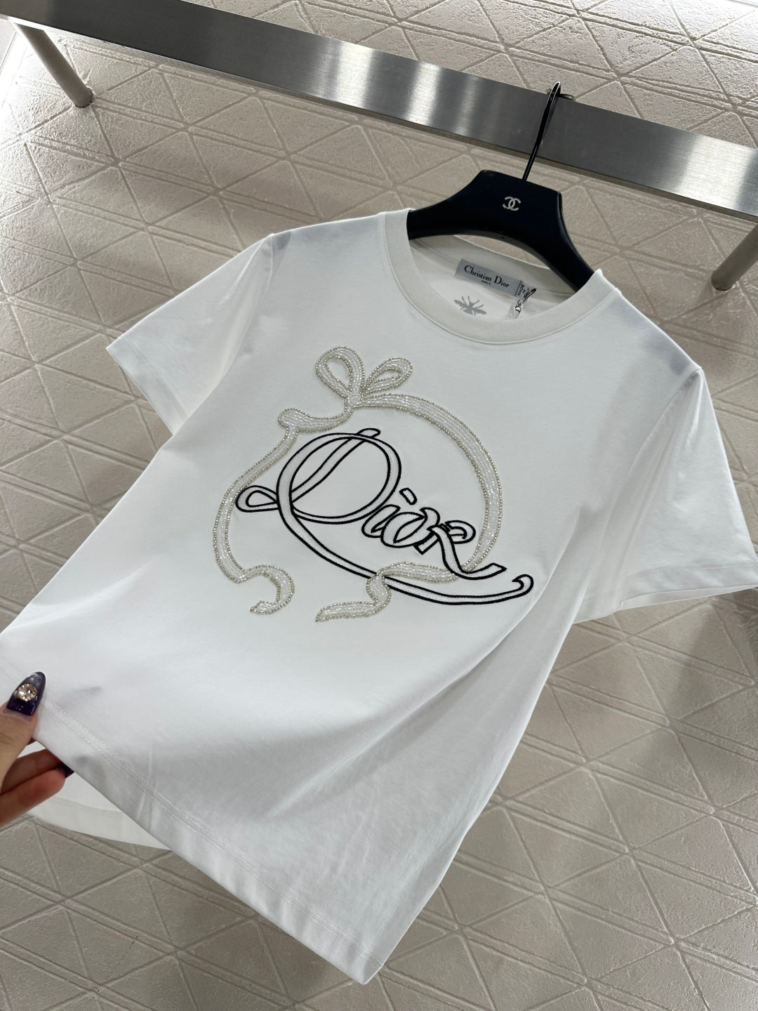 Beaded Logo Ribbon T-Shirt